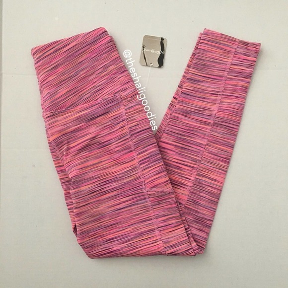 FREE PEOPLE Roll Out Leggings Pink Striped - Picture 3 of 6